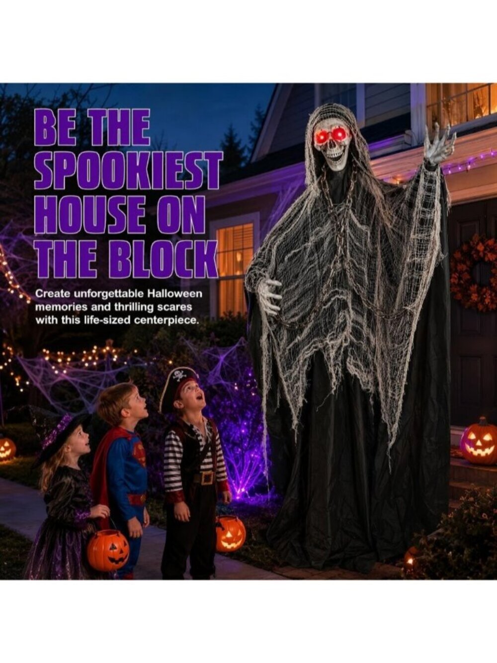 6ft Sound-Controlled Swinging Scary Skeleton Ghost Decoration Featuring Sound - Picture 6 of 6